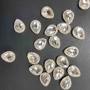 سنگ دور نگین اشکی 10 در 14 ( نقره ای )