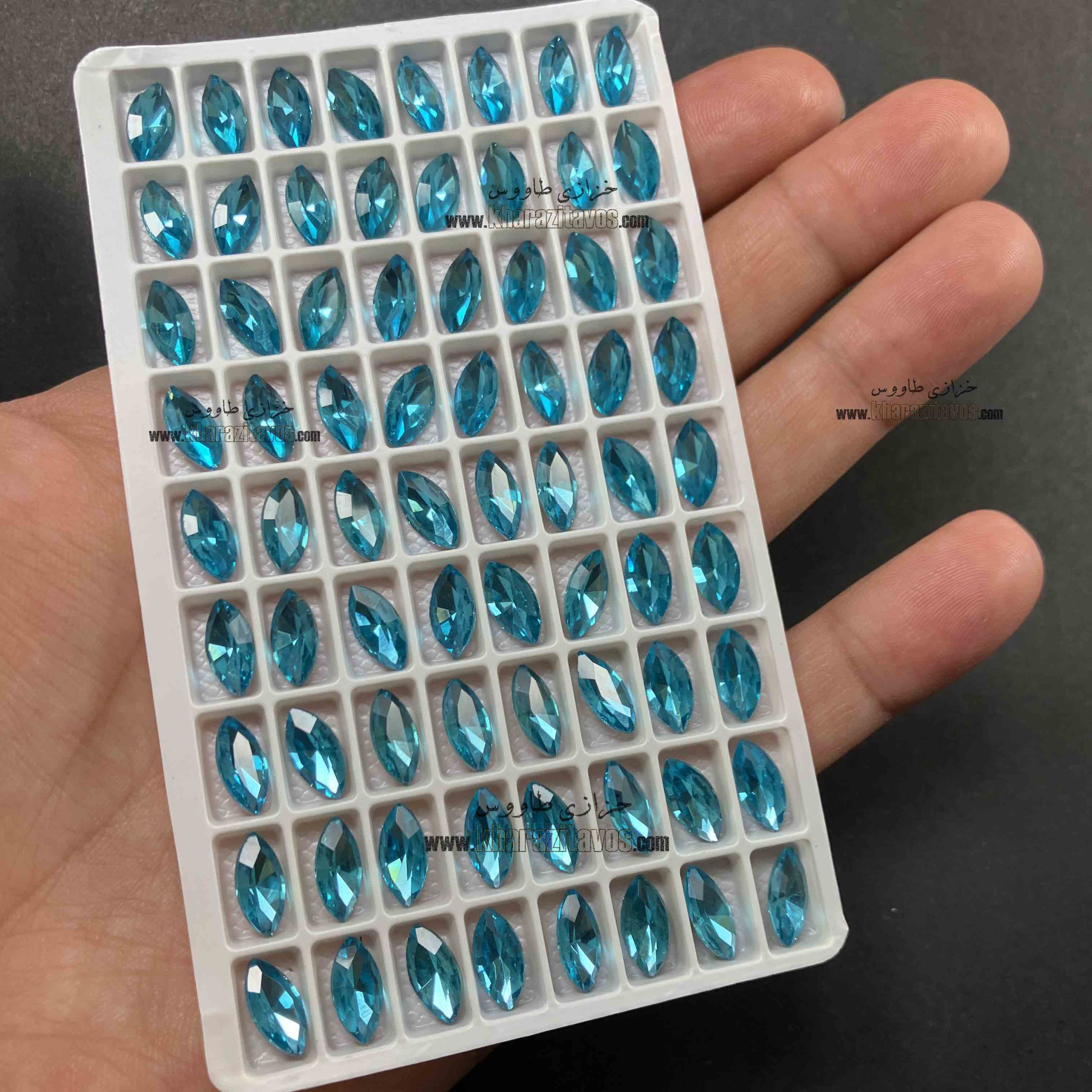 مارکیز چشمی سنگی 6 در 12 ( فیروزه ای ) ورق 72 عددی - Image 2