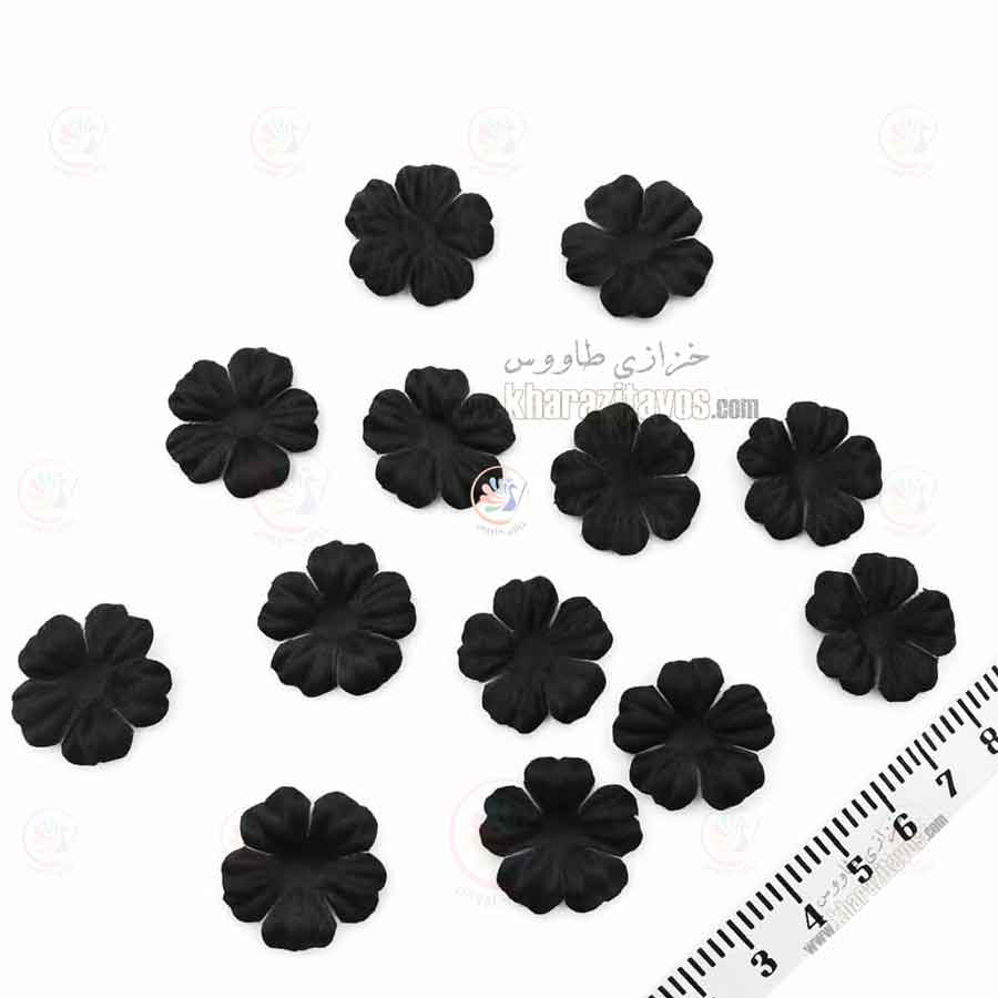 گل تک لایه پارچه ای 2.5 سانت ( مشکی ) بسته 50 عددی