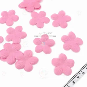 گل تک لایه پارچه ای 4 سانت ( صورتی ) بسته 25 عددی