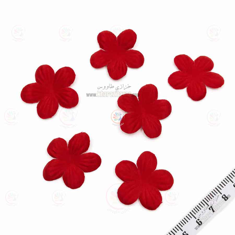 گل تک لایه پارچه ای 4 سانت ( قرمز ) بسته 25 عددی