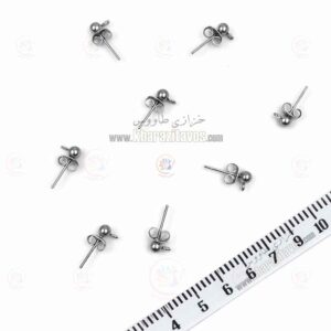 گوشواره میخی استیل نقره ای    کد 6